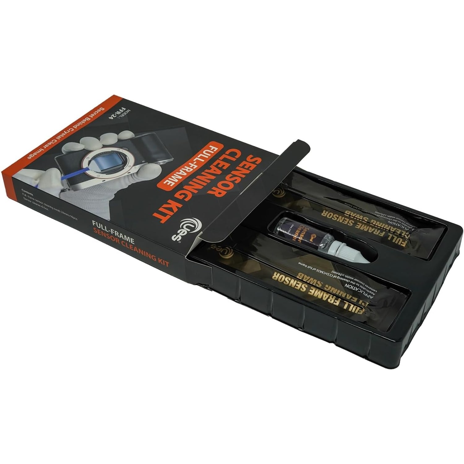 Full-Frame Camera Sensor Cleaning Kit (14 Swabs + 15ml Cleaner), detail view